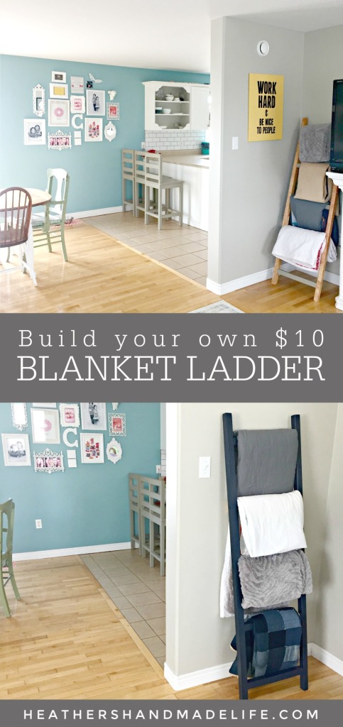 DIY blanket ladder for $10 {Heather's Handmade Life}