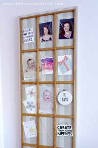 DIY photo board from door grille {Heather's Handmade Life}
