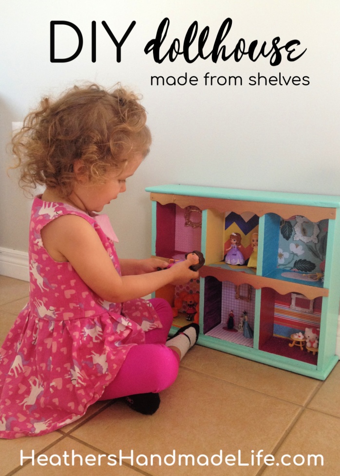 DIY dollhouse shelves -- perfect for tiny doll storage {Heather's Handmade Life}