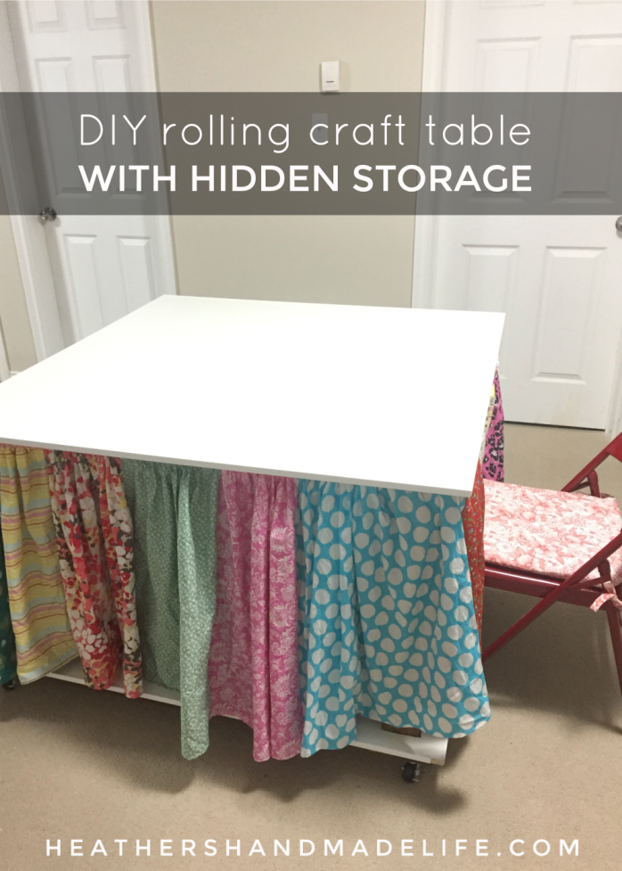 DIY rolling craft table with hidden storage {Heather's Handmade Life}