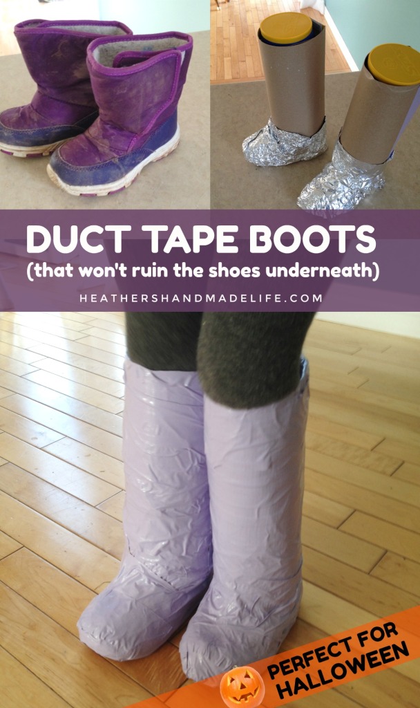 Easy duct tape boots for kids' Halloween costumes {Heather's Handmade Life}